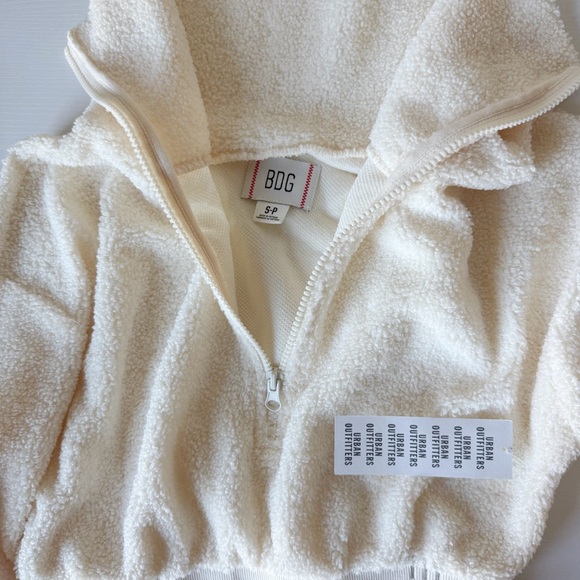 Urban Outfitters | BDG New Leaf Quarter Zip Cropped Sweatshirt NWT Small Fuzzy - Picture 9 of 11